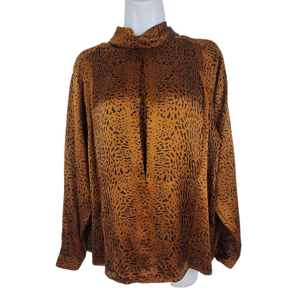 JARROD'S Silk Blouse Animal Print Sz 6 Vintage Long Sleeve